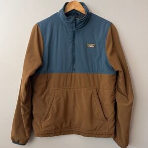 LL Bean Jacket Mens Small Blue Brown Anorak Insulated Mountain Classic Gorpcore